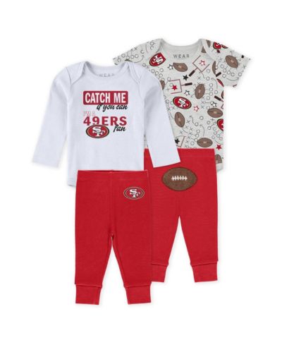 WEAR by Erin Andrews Baby Boys and Girls Newborn 3-Piece San Francisco 49ers Turn Me Around Bodysuits and Pant Set