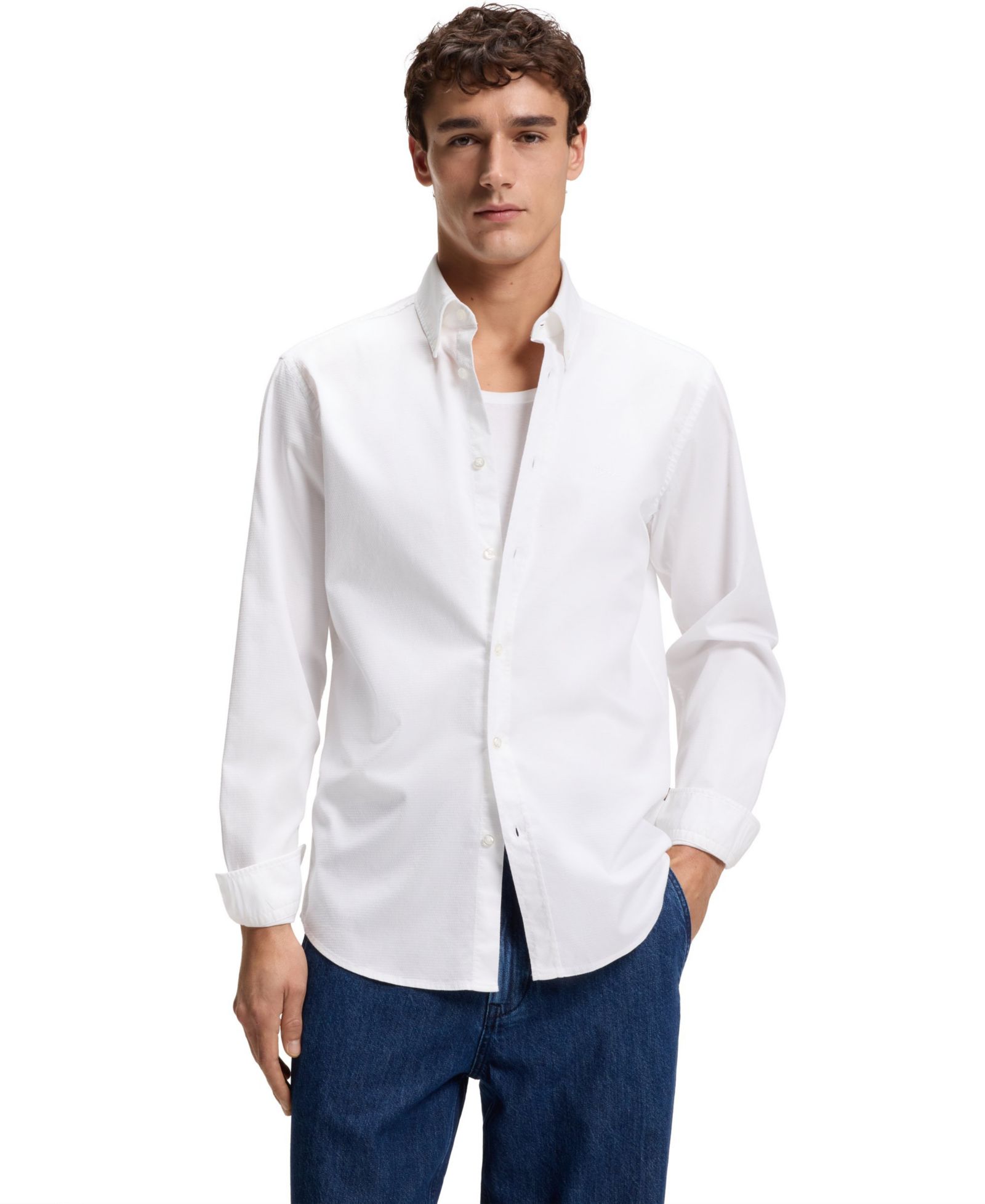 BOSS by Hugo Boss Мужская рубашка Regular-Fit Stretch-Cotton