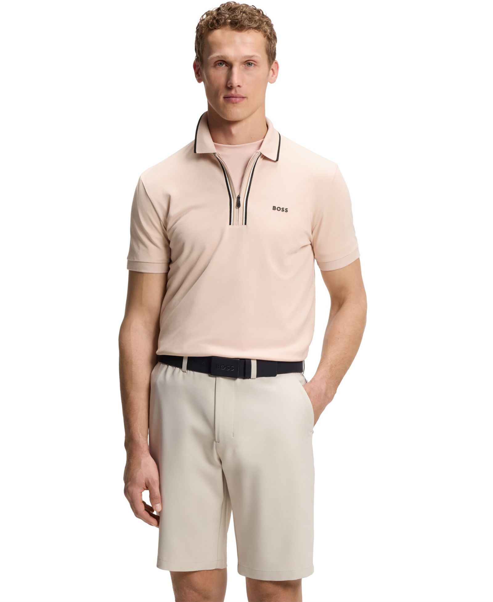 Мужская рубашка-поло BOSS Hugo Boss Slim-Fit из хлопка с эффектом stretch