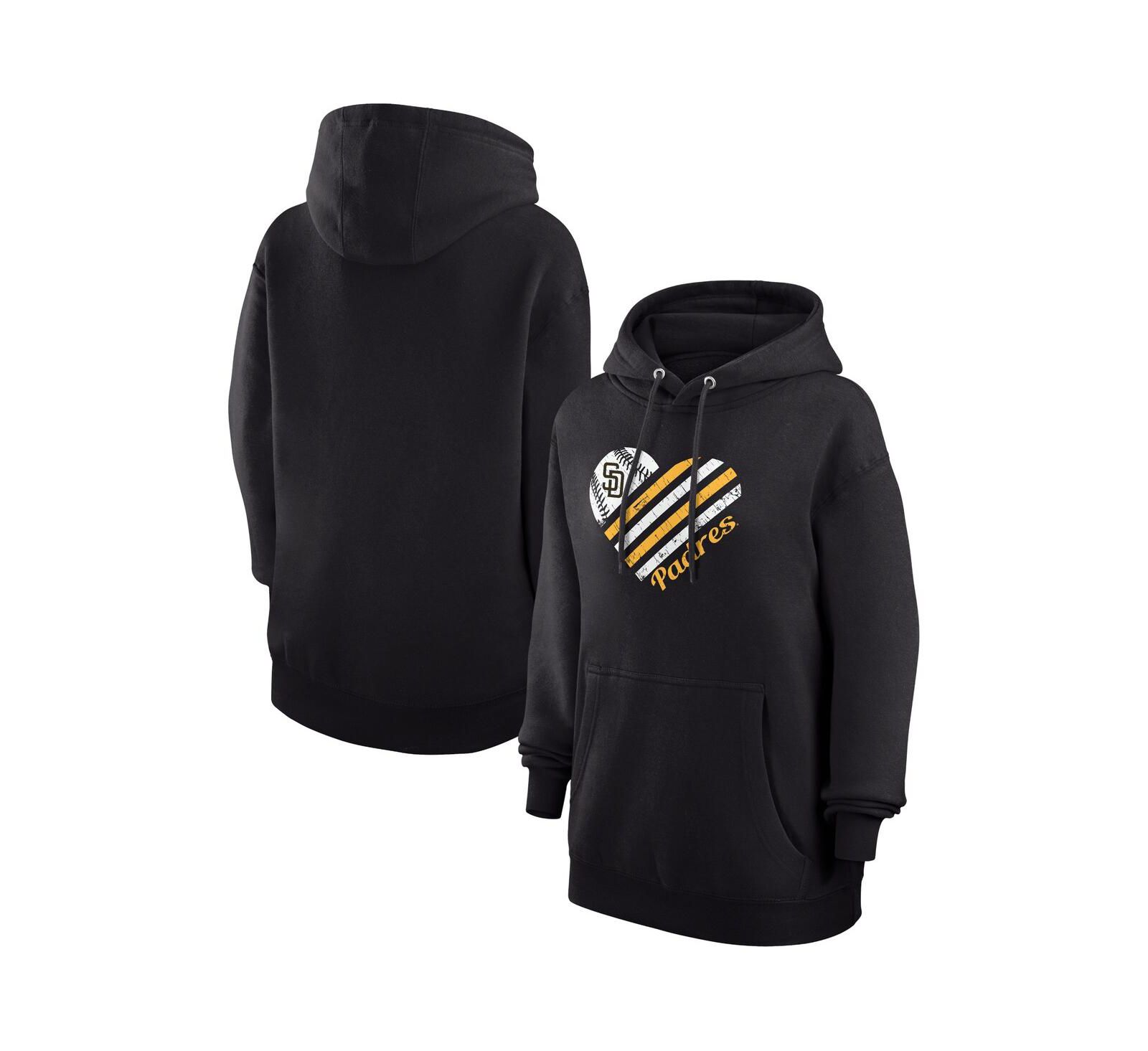 Женское худи G-III 4Her by Carl Banks Black San Diego Padres Heart Fleece Pullover Hoodie