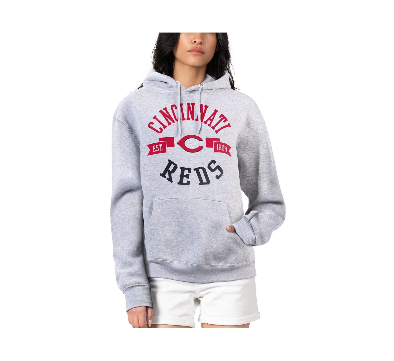G-III 4Her by Carl Banks Women's Heather Gray Cincinnati Reds City Graphic Pullover Hoodie