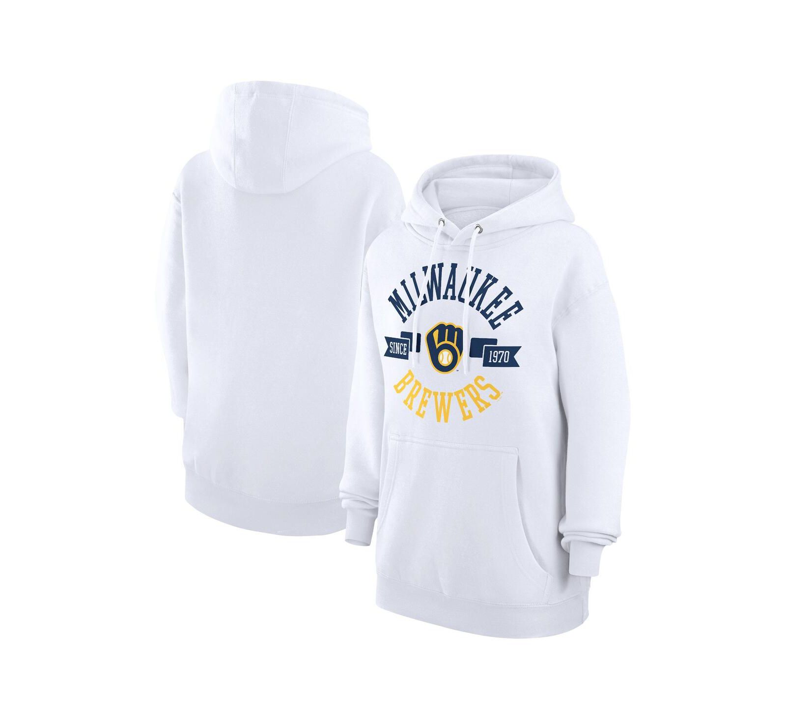 G-III 4Her by Carl Banks Women's White Milwaukee Brewers City Graphic Pullover Hoodie