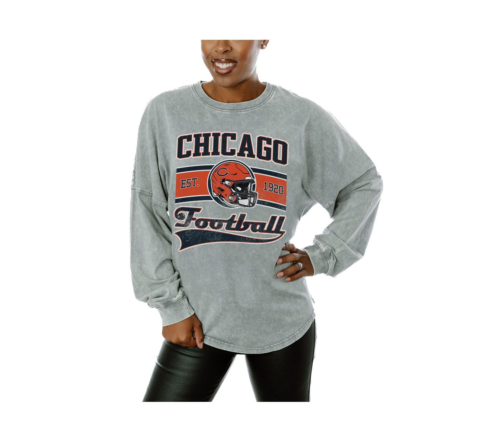 Женский оверсайз футболка Gameday Couture Gray Chicago Bears Snow Wash Long Sleeve
