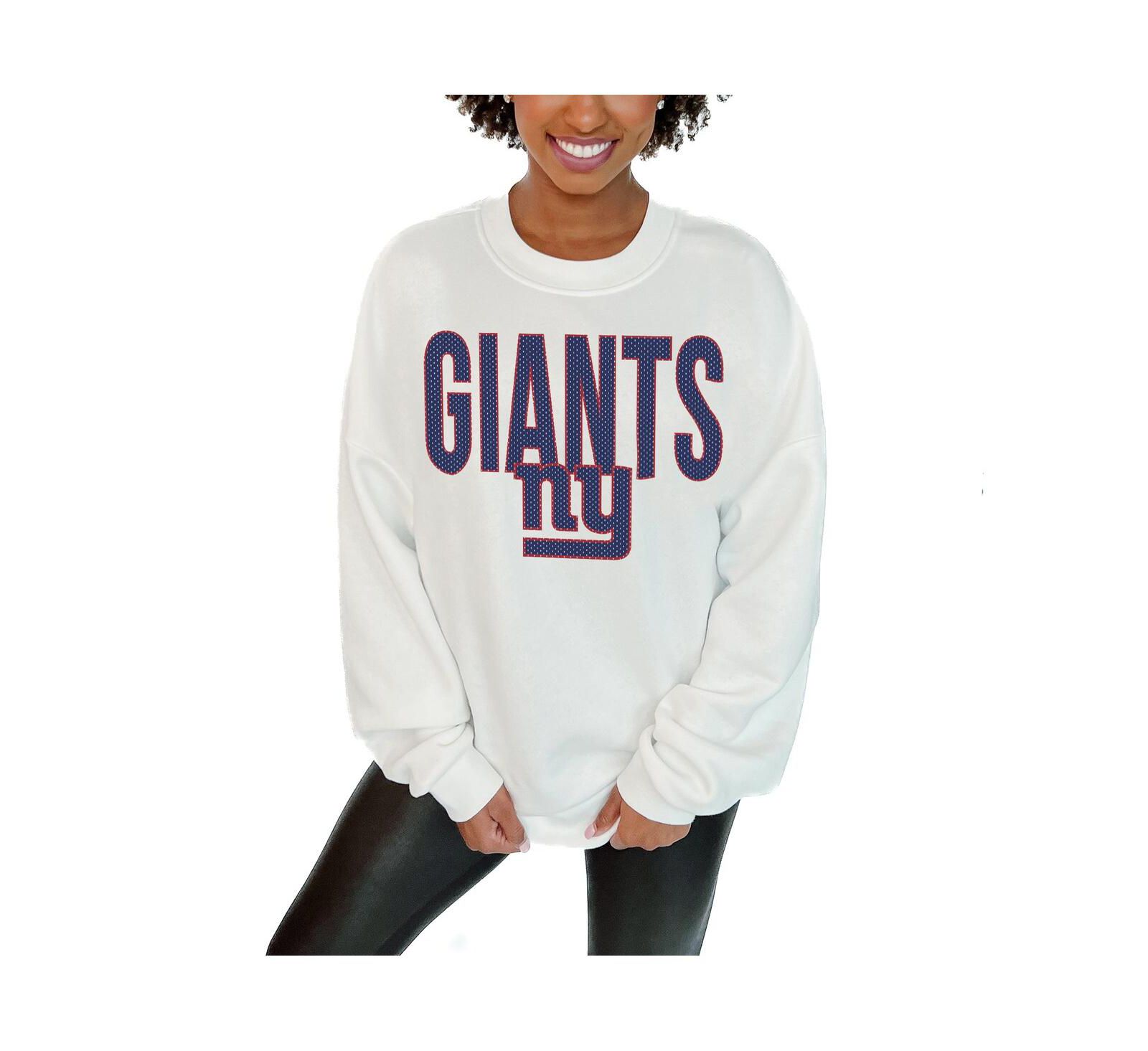 Gameday Couture Женская объемная толстовка New York Giants Just Go with It с длинным рукавом и круглым вырезом, белая