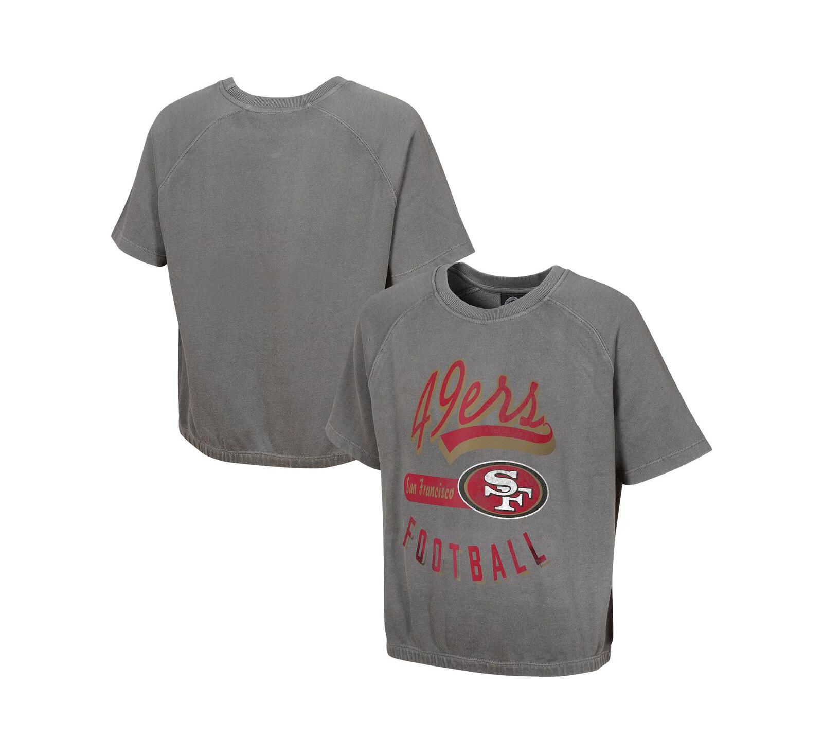 Outerstuff Женский серый топ San Francisco 49ers Mineral Wash с коротким рукавом