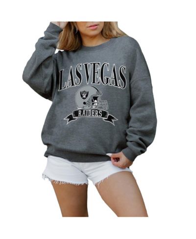 Gameday Couture Women's Charcoal Las Vegas Raiders Oversized Seal the Deal Premium Fleece Drop Shoulder Pullover Sweatshirt