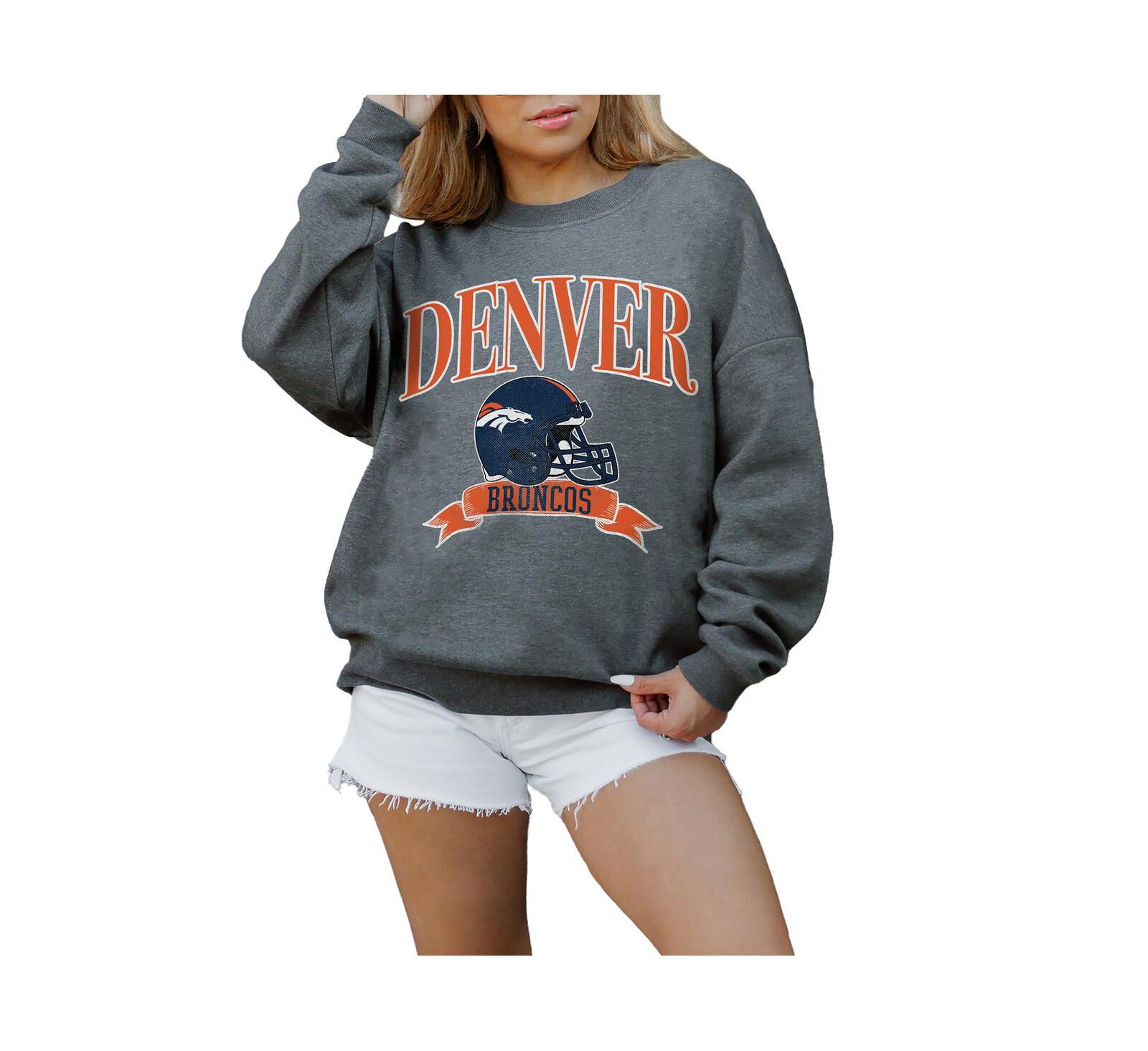 Женское оверсайз худи Gameday Couture Denver Broncos, флисовое, темно-серый цвет