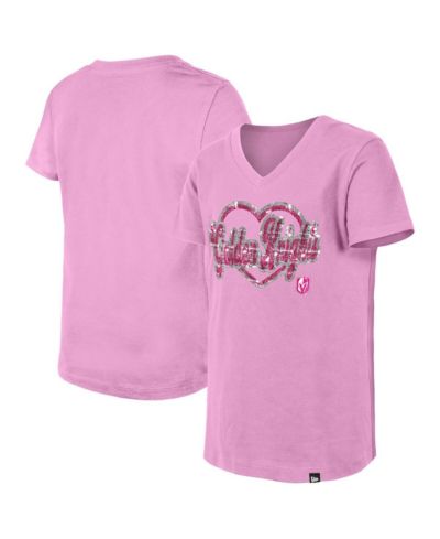 New Era детская футболка Vegas Golden Knights Flip Sequin V-Neck, розовая