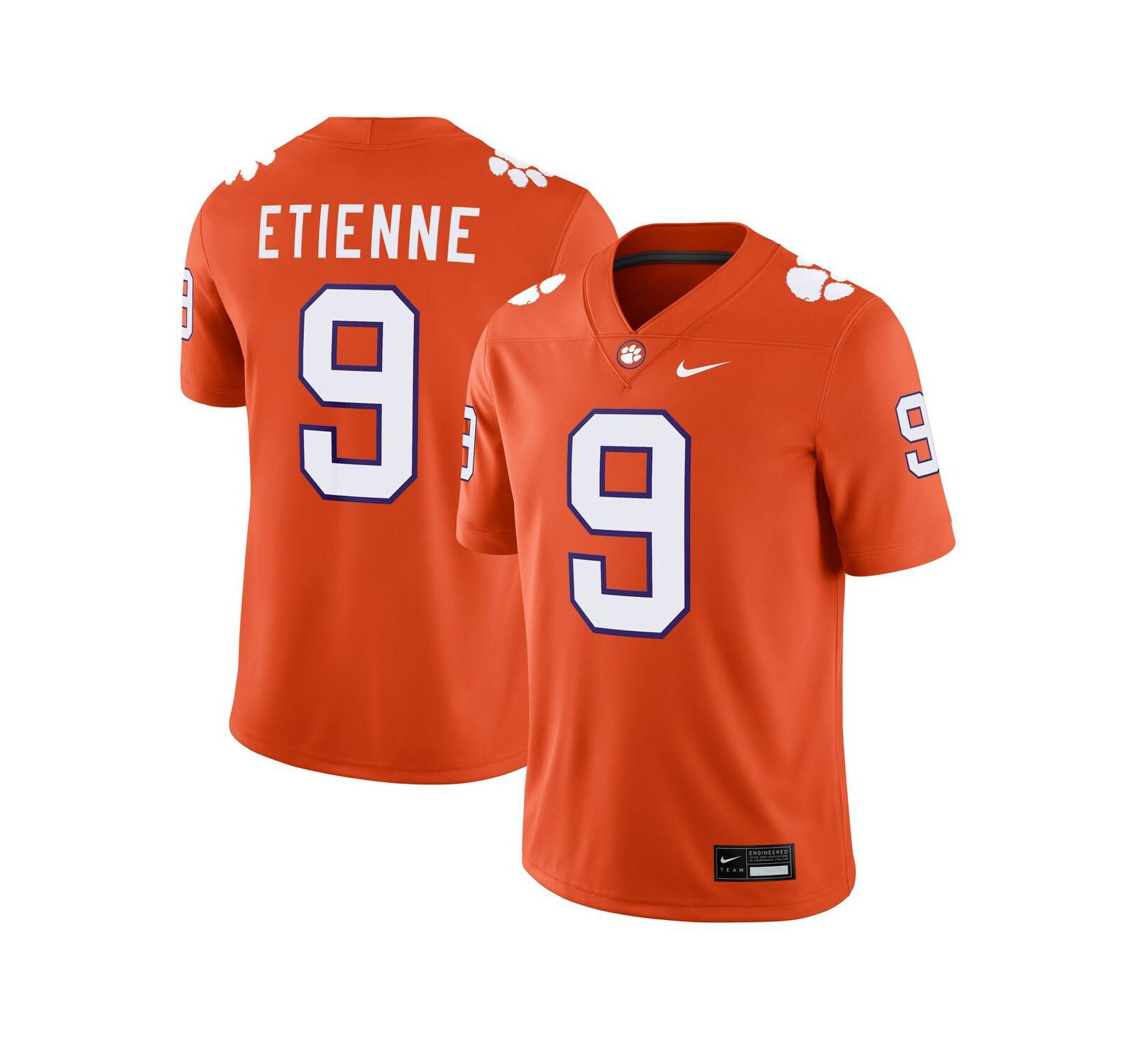 Мужская джерси Nike Travis Etienne Orange Clemson Tigers Player Game