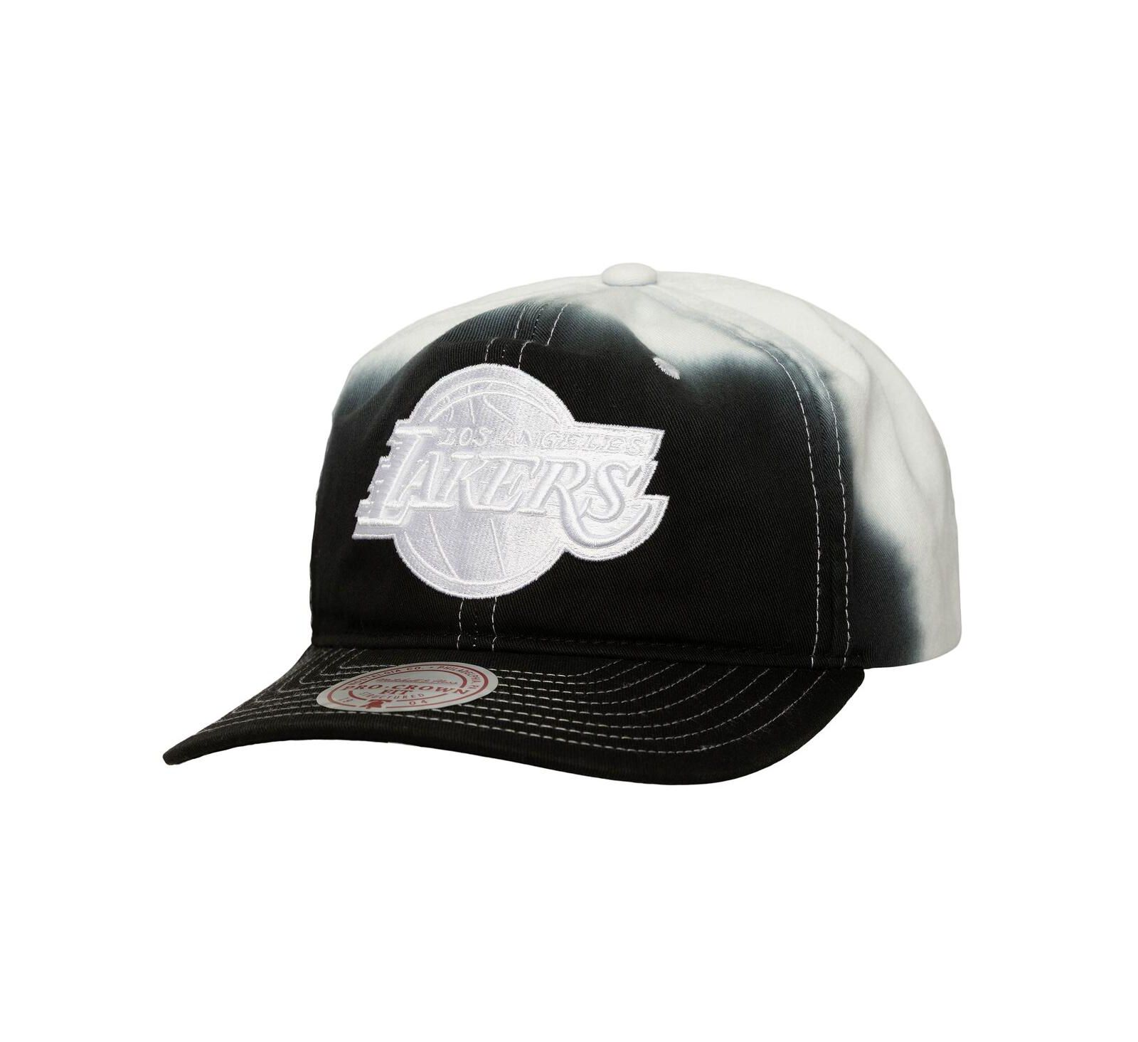 Mitchell & Ness Men's Black/White Los Angeles Lakers Dip Dye Pro Crown Adjustable Hat