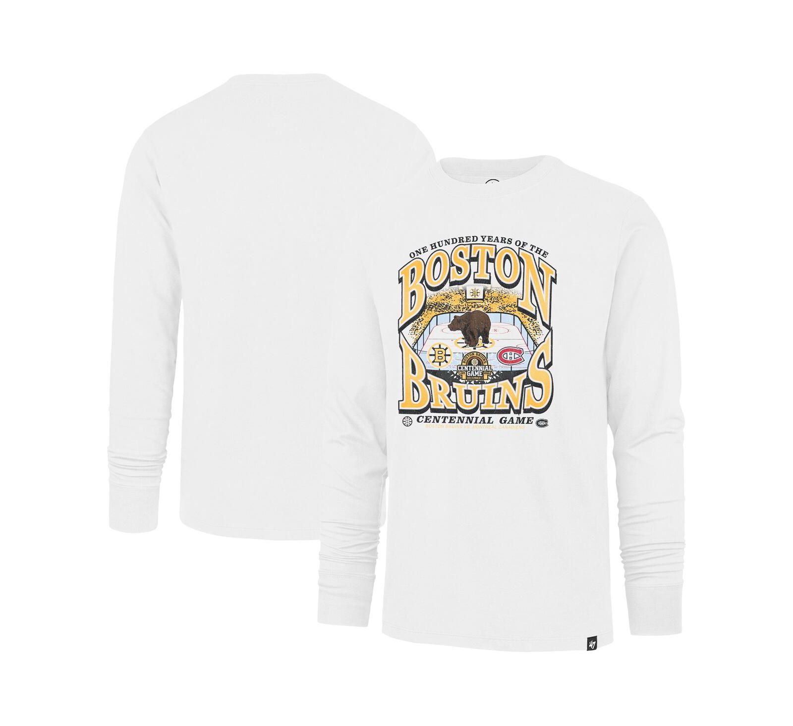 '47 Brand Мужская белая футболка Boston Bruins Centennial Game Long Sleeve
