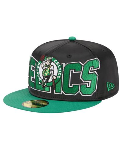 New Era Men's Black/Kelly Green Boston Celtics Satin Two-Tone 59FIFTY Fitted Hat