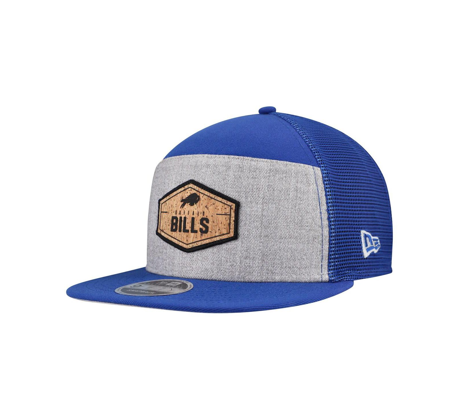 Мужская кепка New Era Buffalo Bills Cork Split Panel 9FIFTY Trucker Snapback серая/синяя