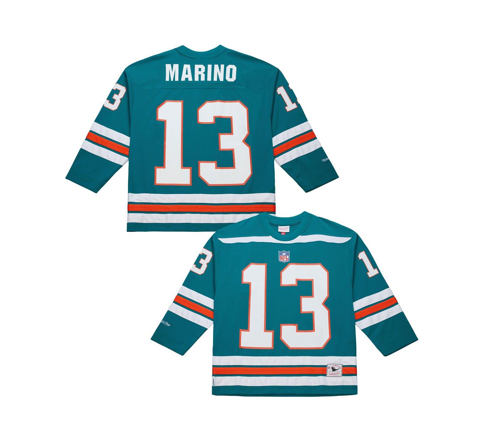 Mitchell & Ness Men's Dan Marino Aqua Miami Dolphins Maxxed Out Fashion Hockey Jersey