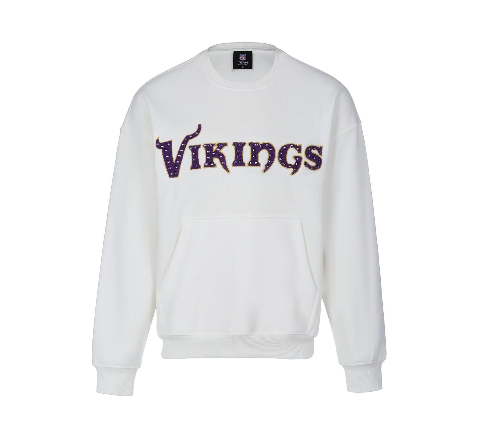 Женская белая толстовка Cuce Minnesota Vikings Chenille Jeweled