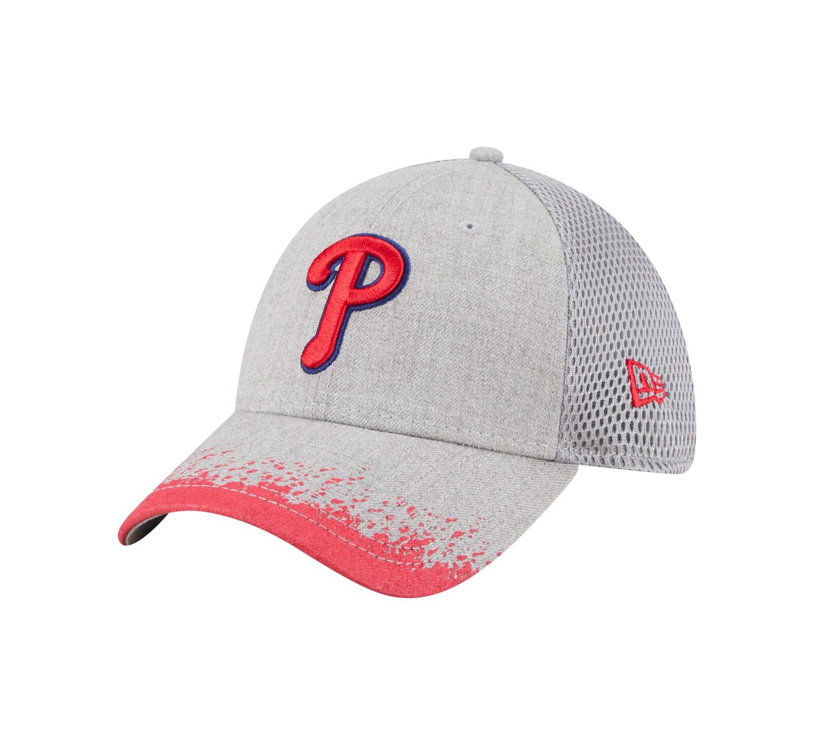 New Era Men's Gray Philadelphia Phillies Visor Paint Splatter 39THIRTY Flex Hat
