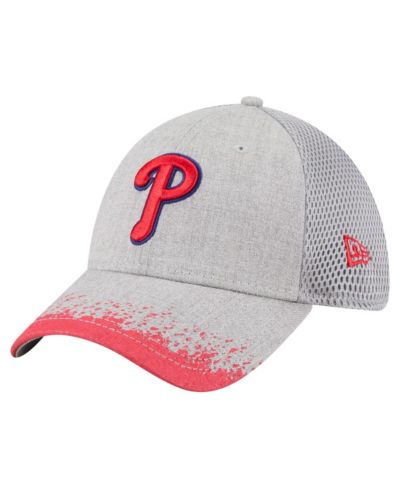 Мужская кепка New Era Philadelphia Phillies 39THIRTY Flex серая с брызгами краски