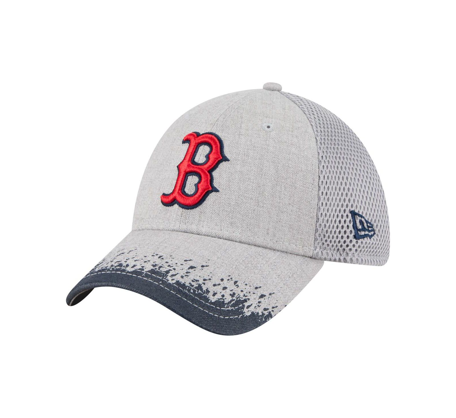 New Era Men's Gray Boston Red Sox Visor Paint Splatter 39THIRTY Flex Hat