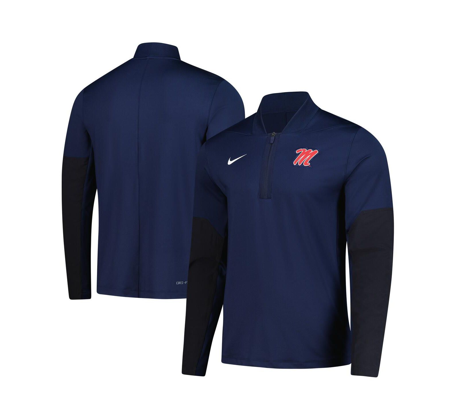 Nike Мужской худи с полумолнией Dri-FIT Navy Ole Miss Rebels