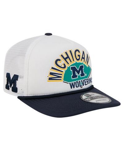 Мужская белая кепка New Era Michigan Wolverines Diamond 19TWENTY Golfer Adjustable Hat
