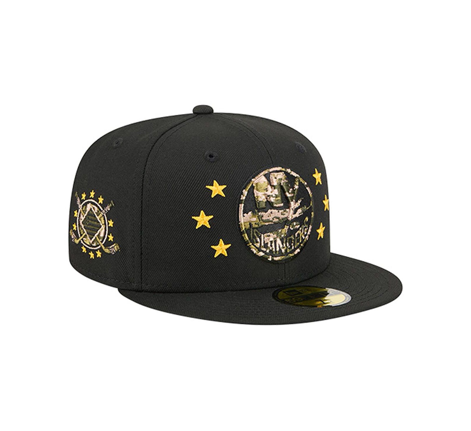 New Era Men's Black New York Islanders Military Appreciation Digital Camo Stars 59FIFTY Fitted Hat
