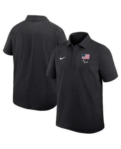 Nike Мужская черная рубашка-поло из ткани Woven, U.S. Paralympics