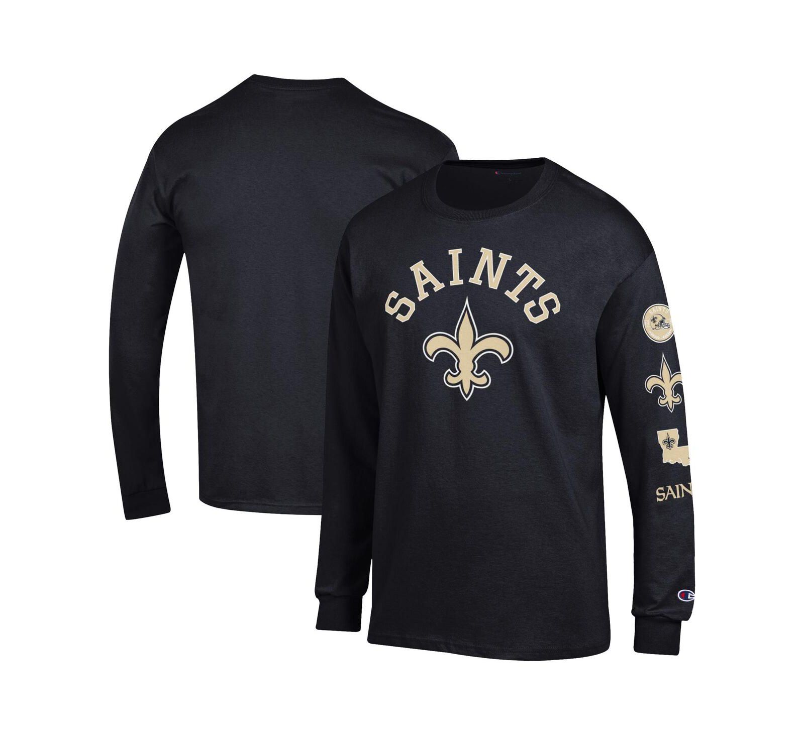 Champion Men's Black New Orleans Saints Seal Long Sleeve T-Shirt