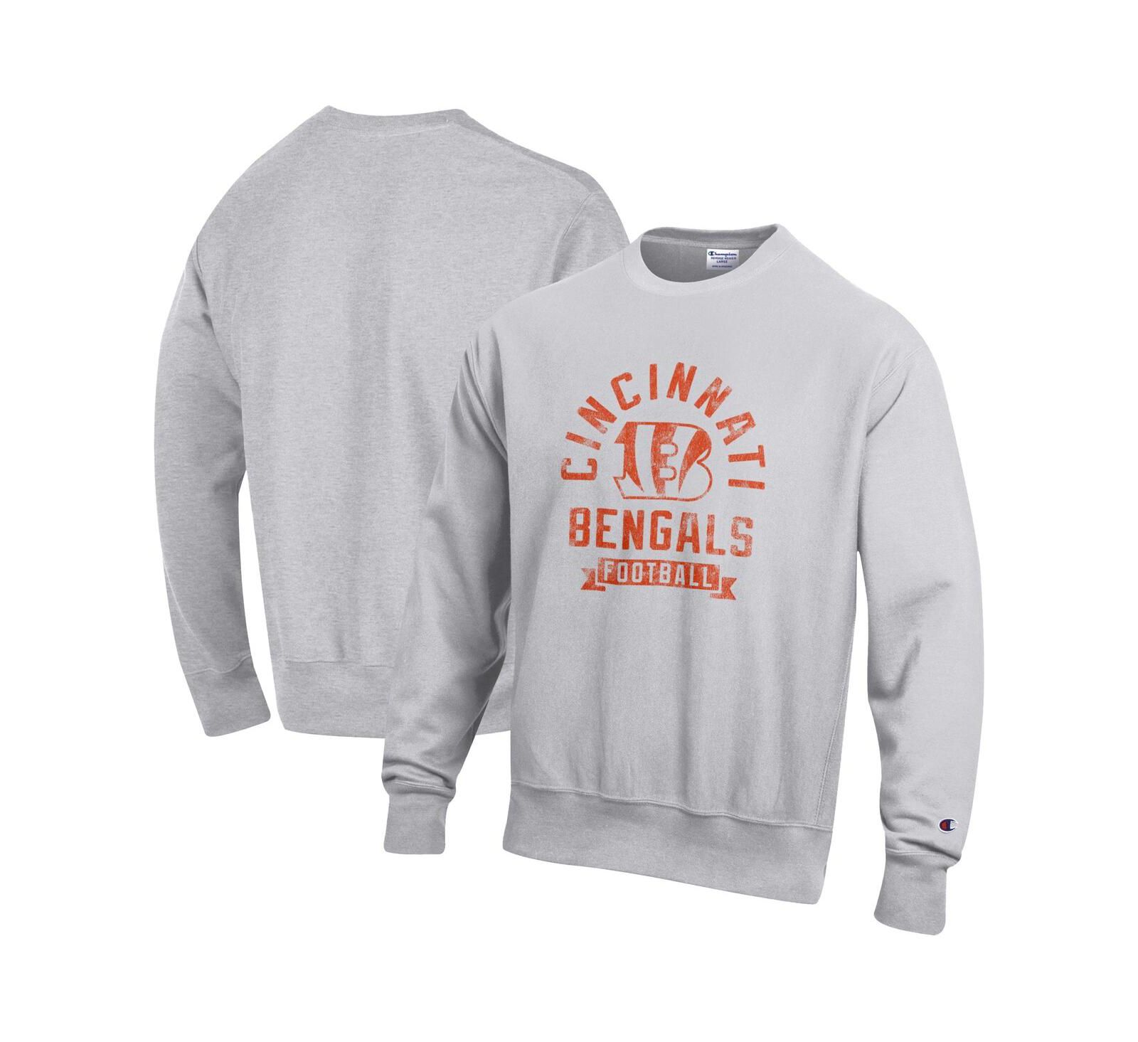 Champion Men's Heather Gray Cincinnati Bengals Reverse Weave Fleece Pullover Sweatshirt