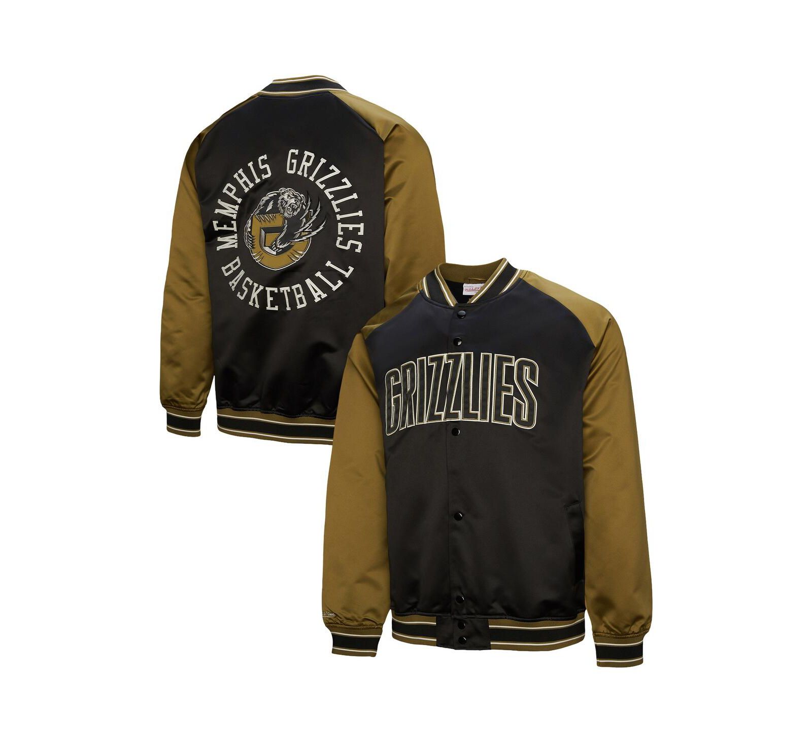 Мужская куртка Mitchell & Ness Men's Olive/Black Memphis Grizzlies Clutch Satin Raglan Full-Snap Jacket
