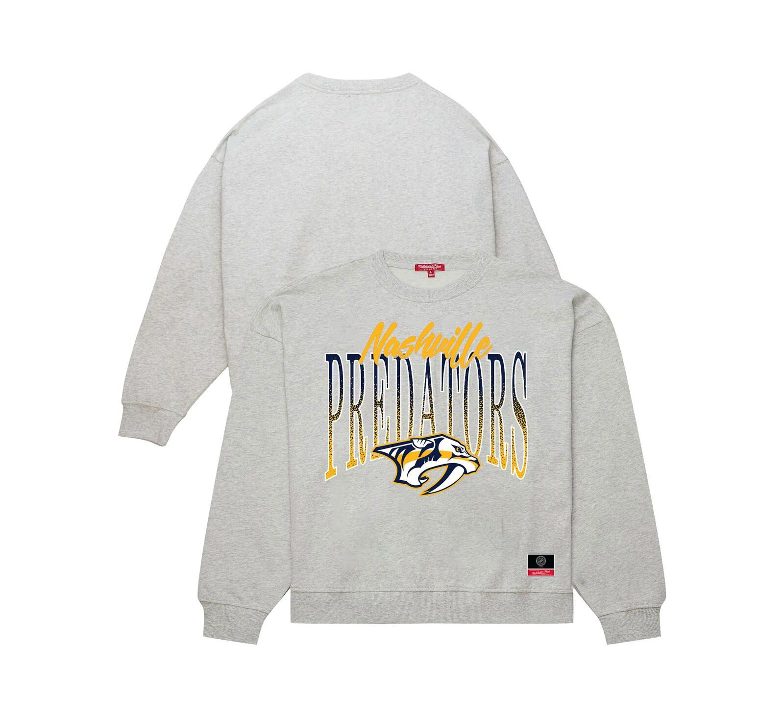 Mitchell & Ness Women's Heather Gray Nashville Predators Hockey Night Sweatshirt