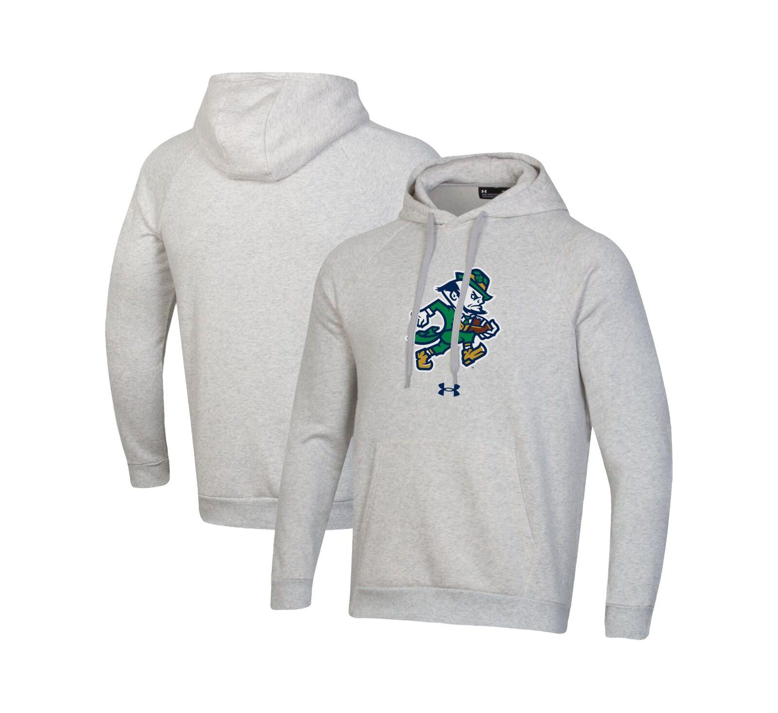 Under Armour Men's Gray Notre Dame Fighting Irish Leprechaun Rival Raglan Fleece Hoodie