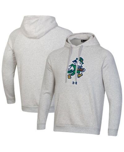 Under Armour Men's Gray Notre Dame Fighting Irish Leprechaun Rival Raglan Fleece Hoodie