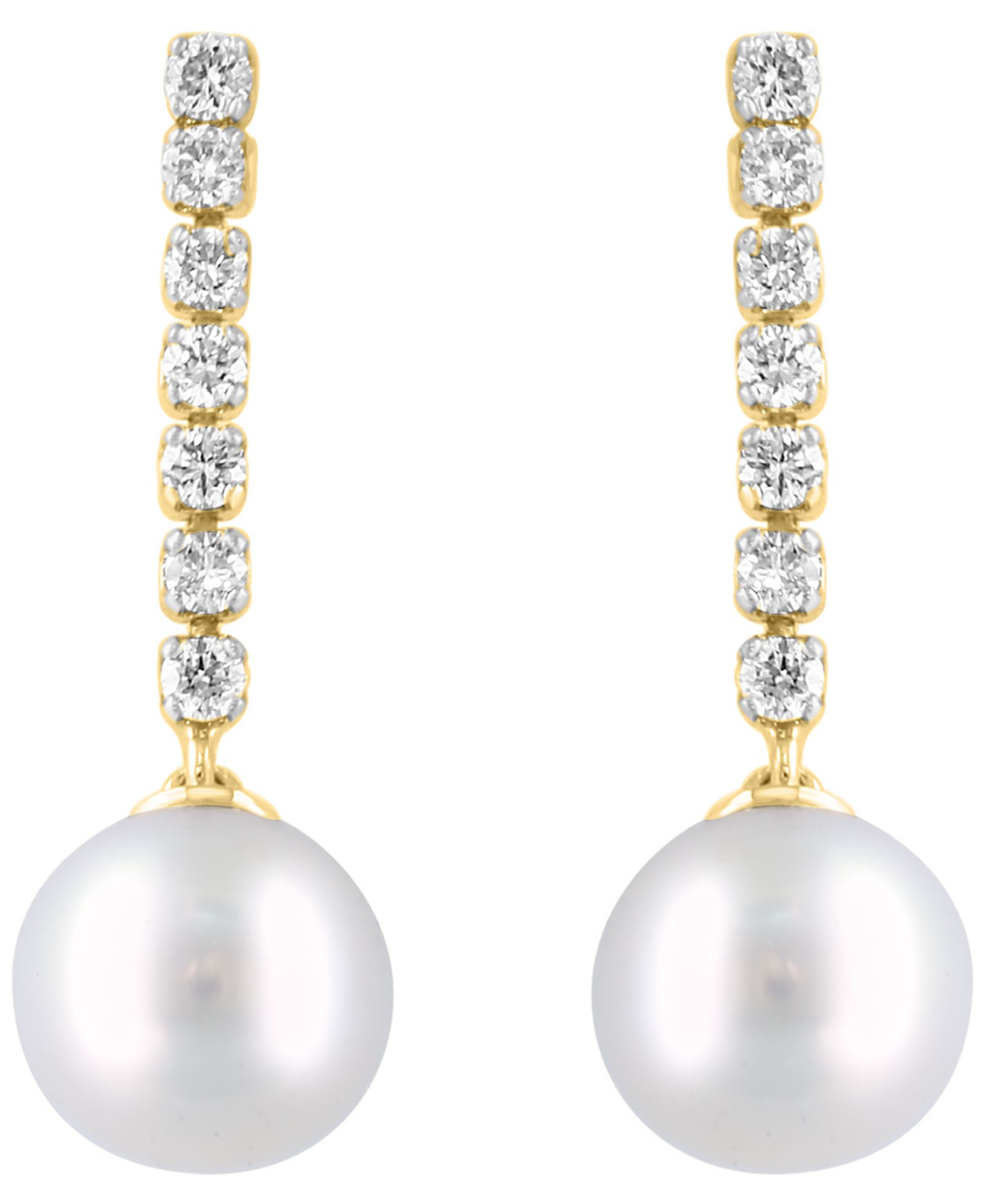 EFFY Collection Freshwater Pearl (7.5-8mm) and Diamond Earrings (1/4 ct. t.w.) in 14k Yellow Gold