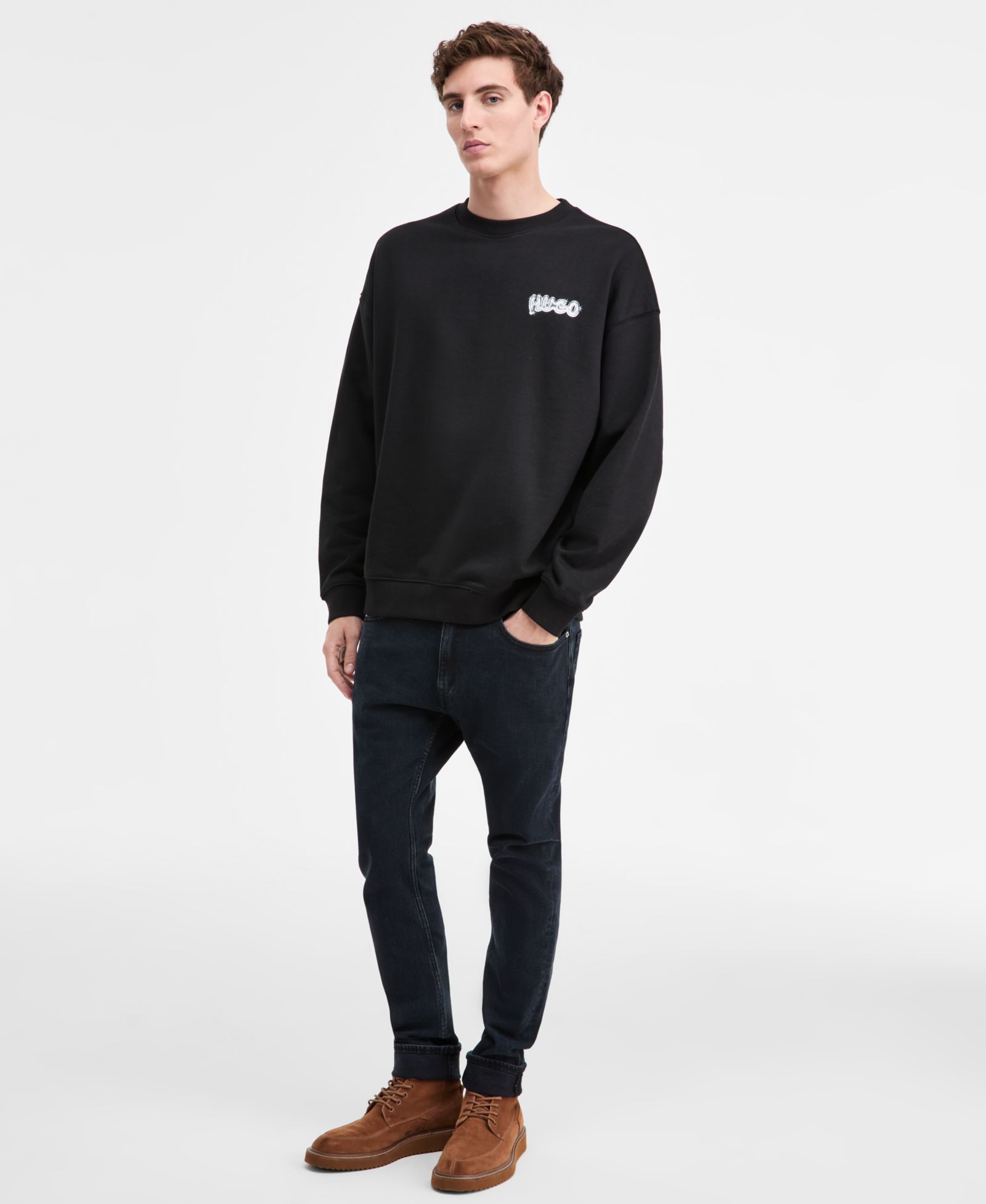Hugo by Hugo Boss Men's Nyrocrew Cotton Logo Crewneck Sweatshirt