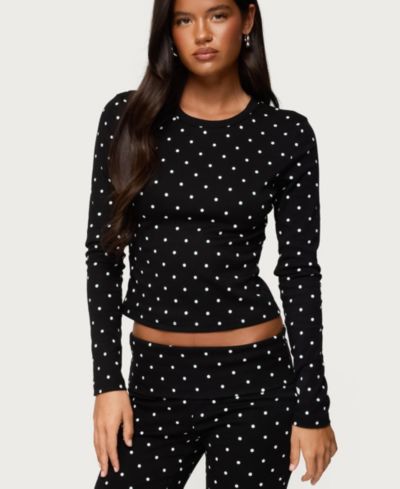 Edikted Women's Daliya Polka Dot Long Sleeve Top