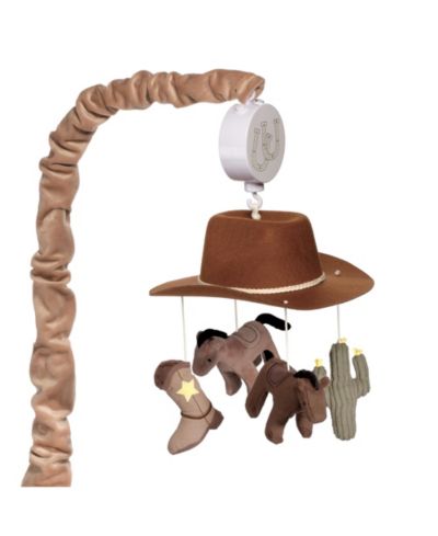 Lambs and Ivy Музыкальная мобильная игрушка для детской кроватки Country Western Cowboy Hat