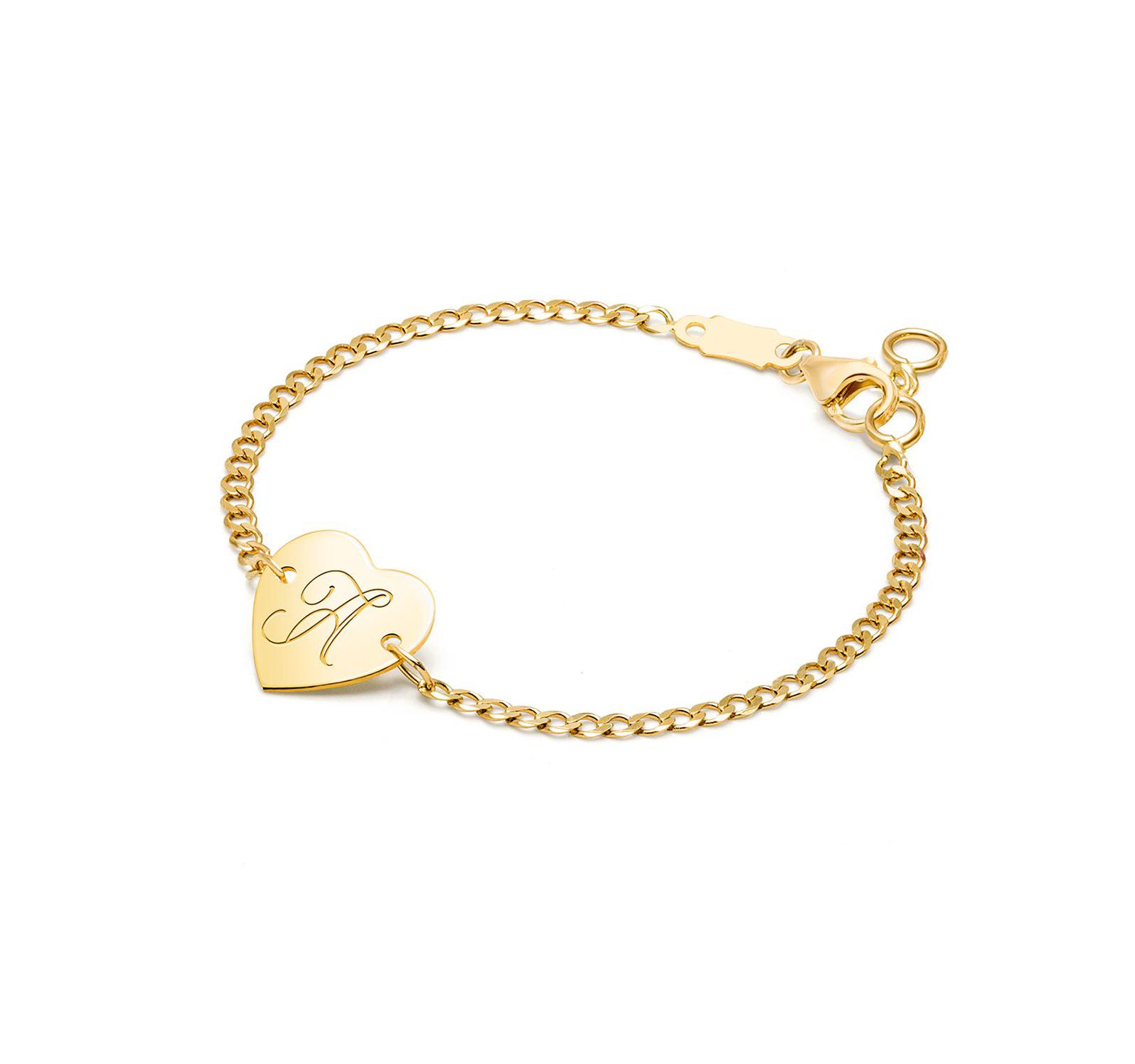 Tiny Blessings 14K Gold Heart of Gold ID and Engraved Initial Bracelet