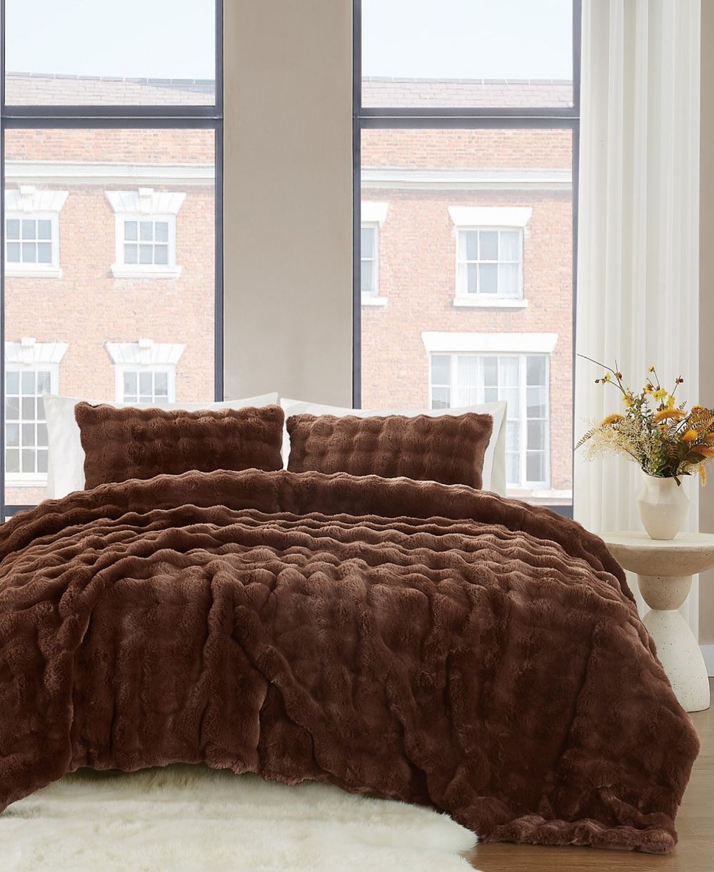 Brooklyn Loom Bubble Faux Fur 3-Pc. Comforter Set, Full/Queen
