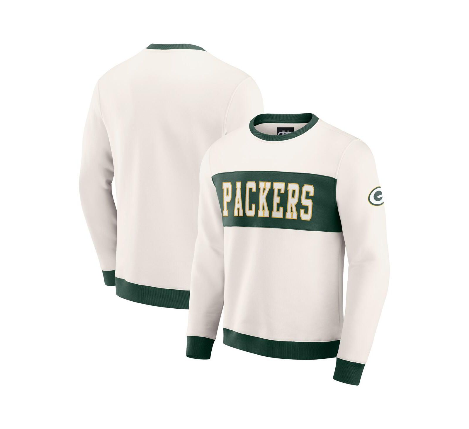 Мужской свитшот Darius Rucker Collection by Fanatics Cream Green Bay Packers с цветовым блоком