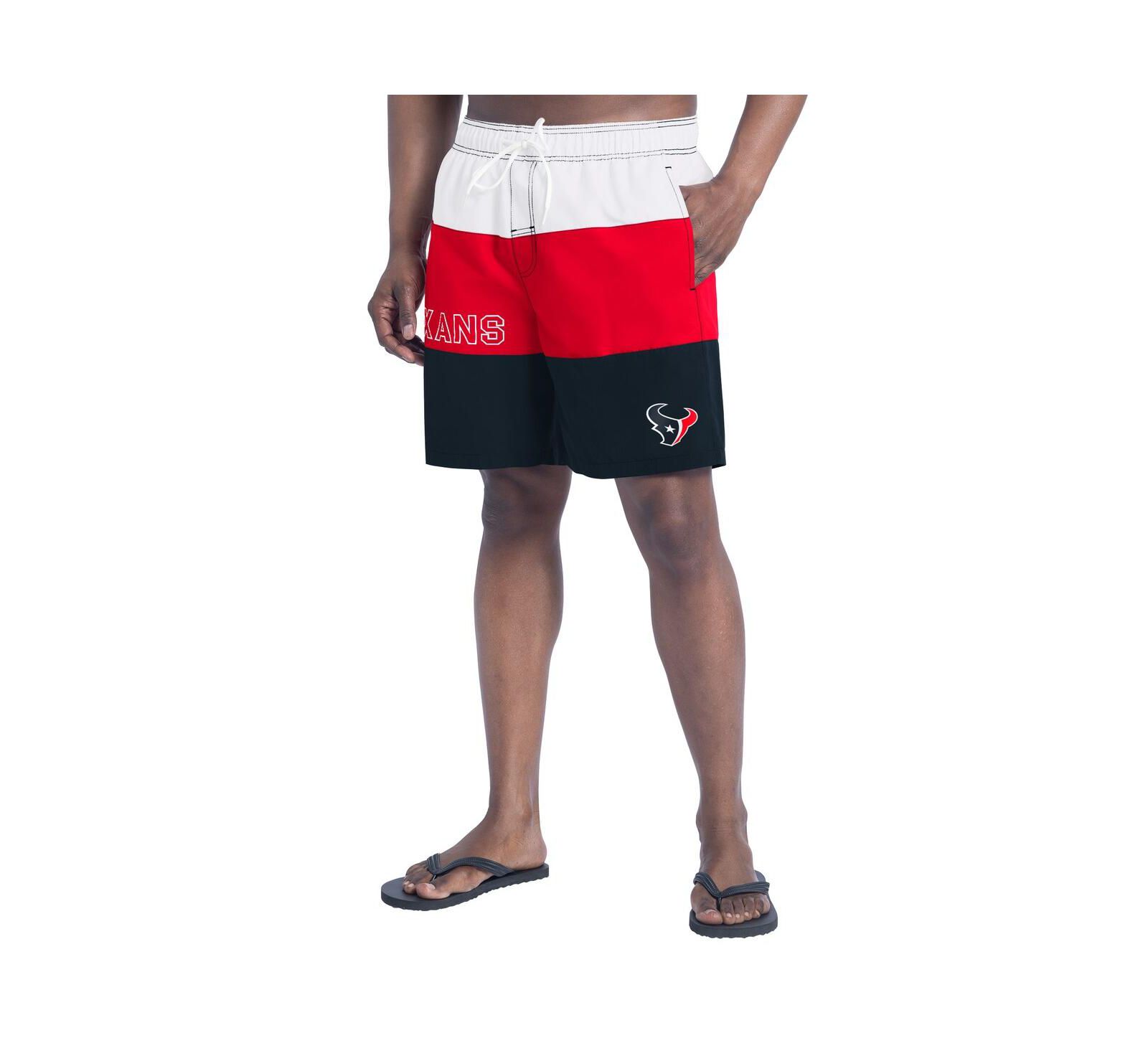 G-III Sports by Carl Banks Men's Navy/Red Houston Texans Sunrise Volley Swim Shorts