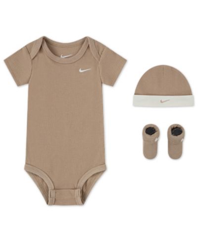 Nike Baby Boys' or Girls' Short-Sleeve Bodysuit, Booties and Hat, 3-Piece Set