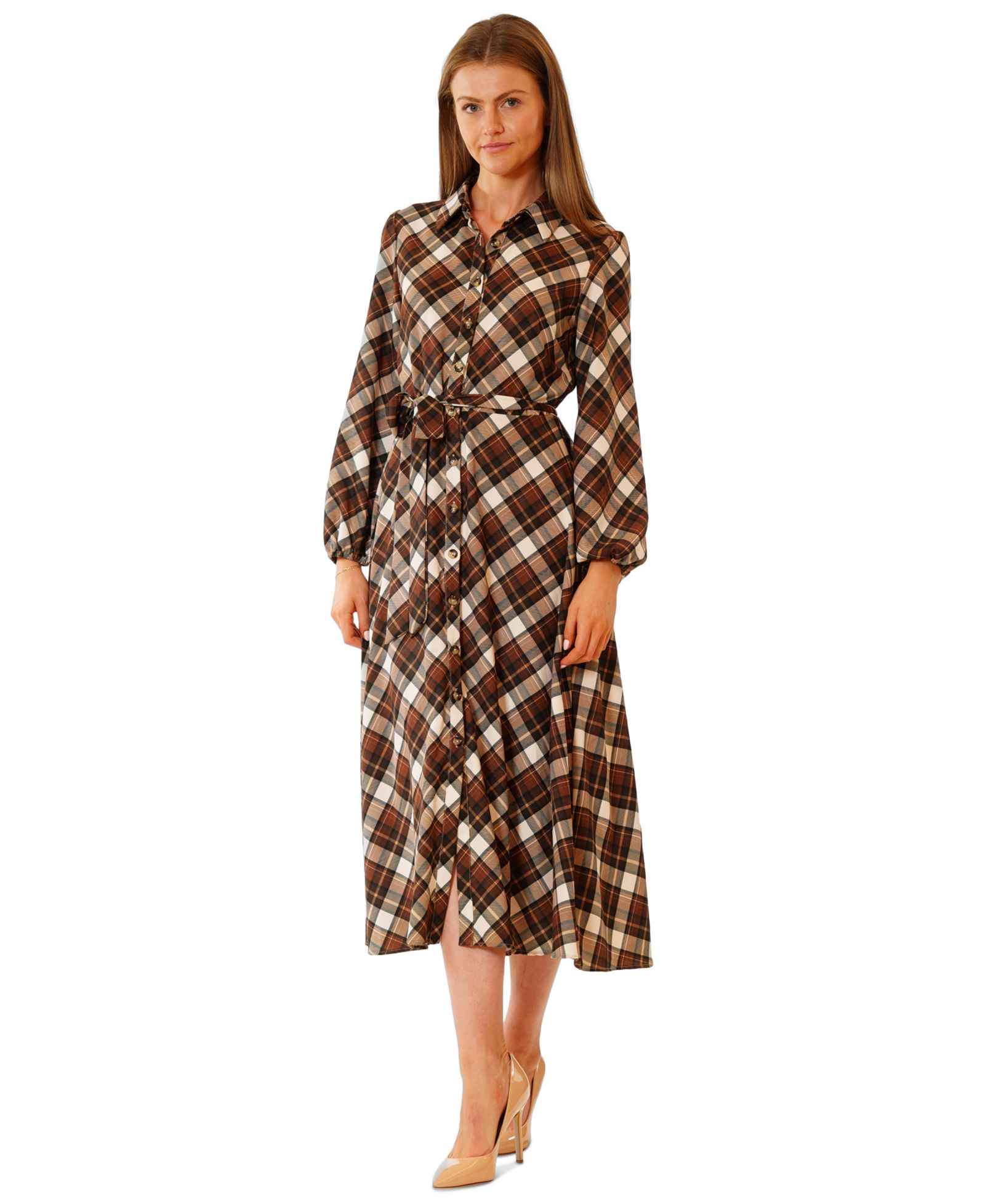 Платье-рубашка julia jordan Women's Long-Sleeve Plaid