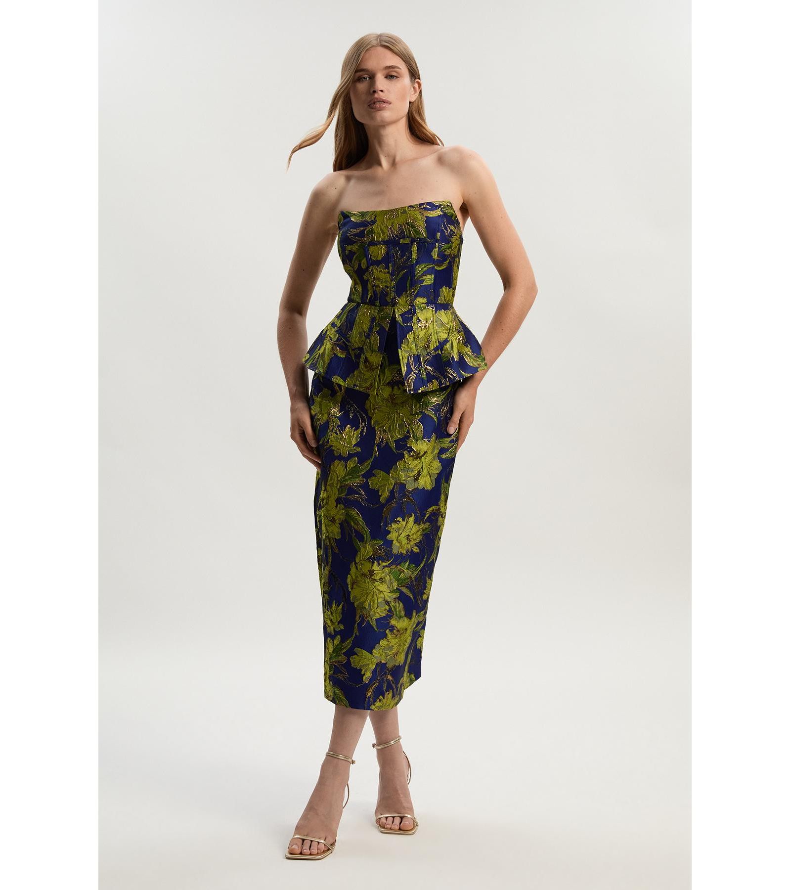 Karen Millen Женское миди-платье с цветочным жаккардом