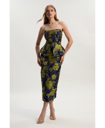 Karen Millen Женское миди-платье с цветочным жаккардом