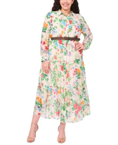 MSK платье макси с цветочным принтом и поясом, Plus Size
