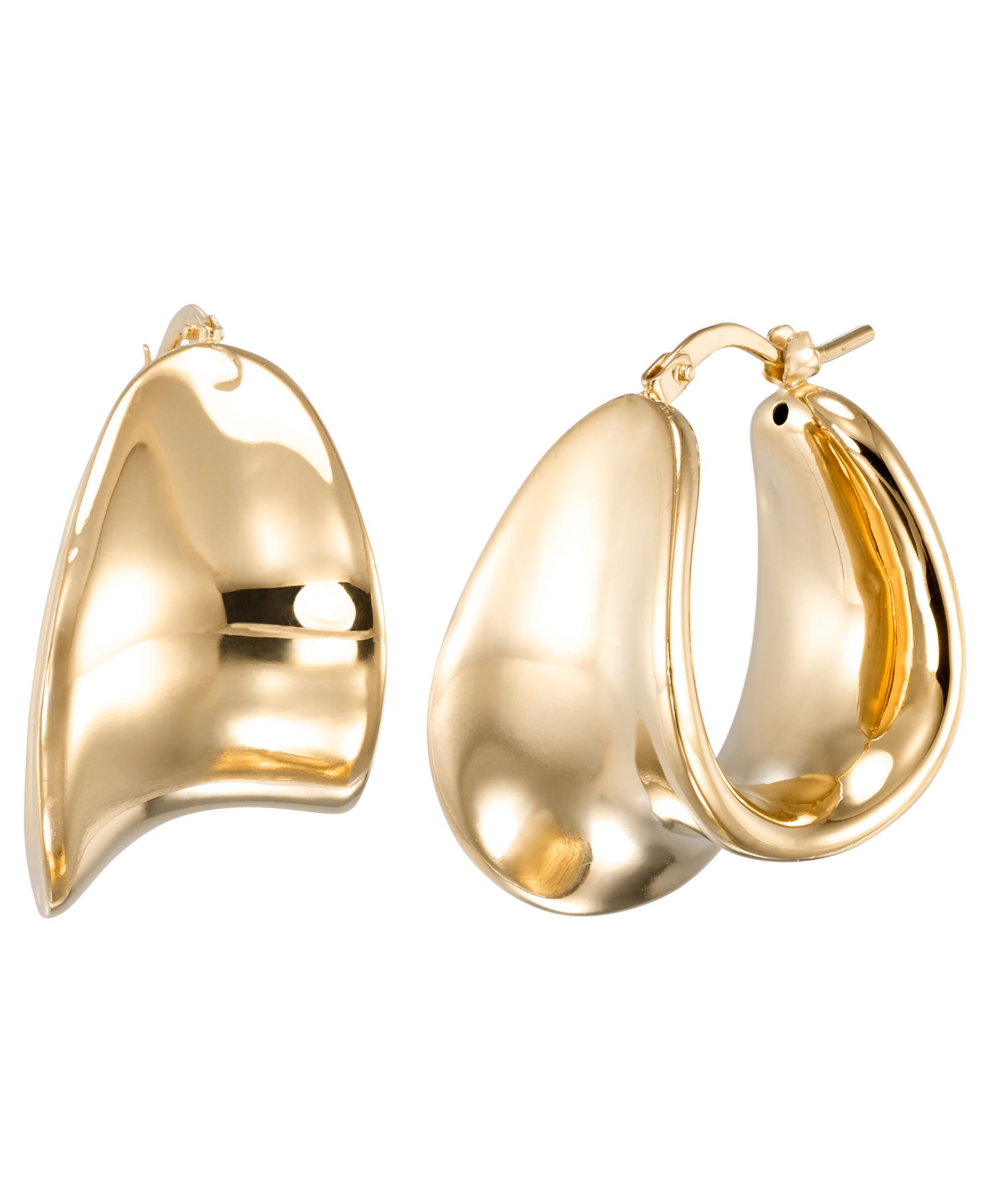 Серьги-кольца High Polished Concave Round в 18k Yellow Gold Over Sterling Silver от Macy's