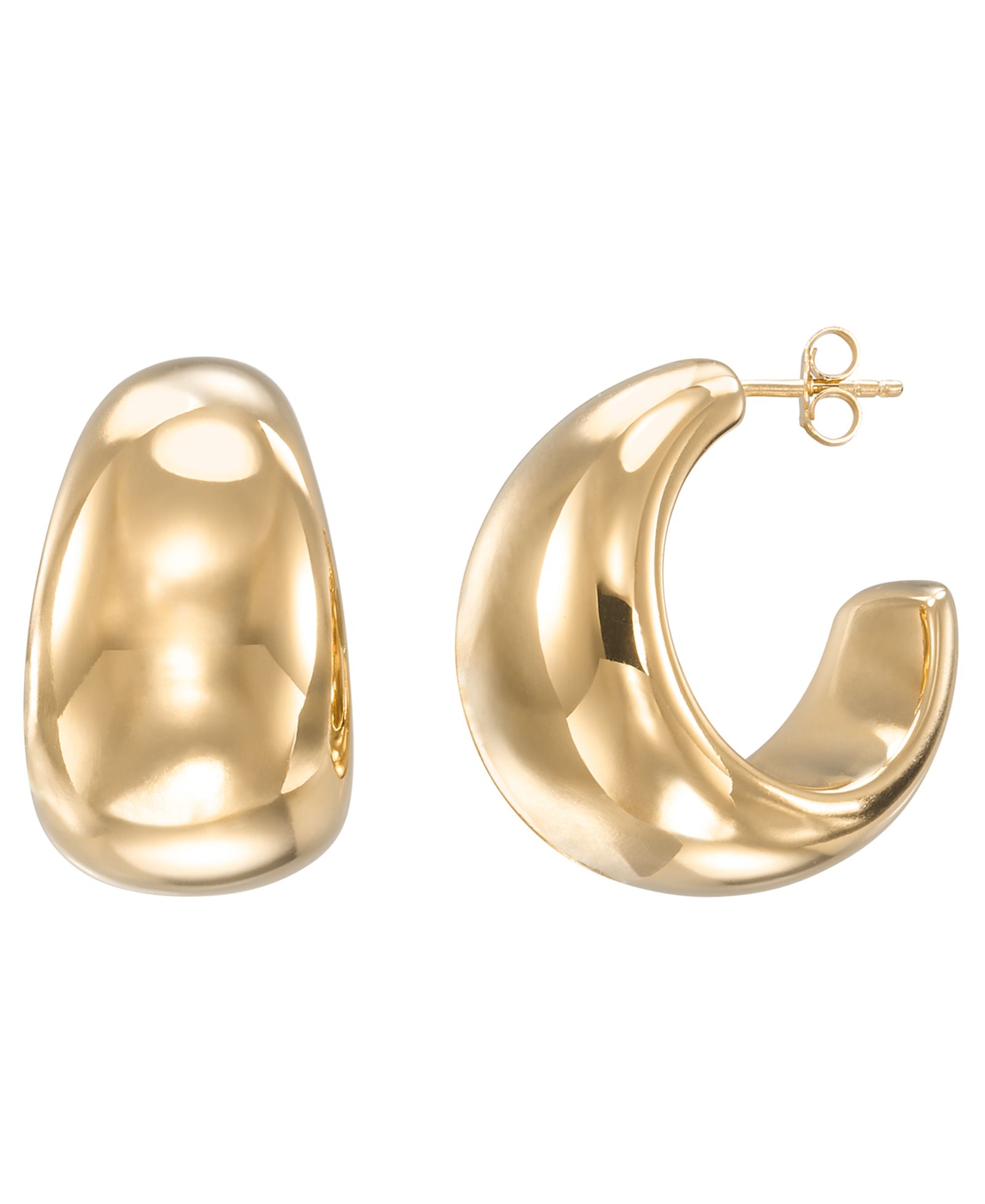 Серьги-кольца Macy's High Polished Bold C Shape, 18k желтое золото поверх стерлингового серебра