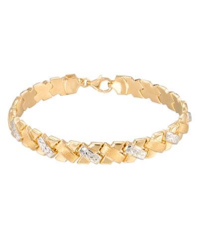 Браслет Diamond Cut из стерлингового серебра с напылением 18k Two-Tone Gold
