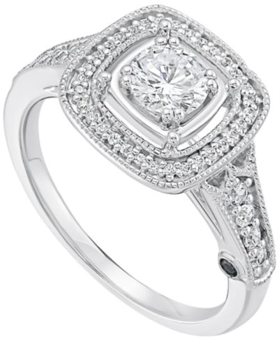 Кольцо Macy's Diamond Cushion Top Engagement Ring (3/4 ct. t.w.) в 14k White Gold