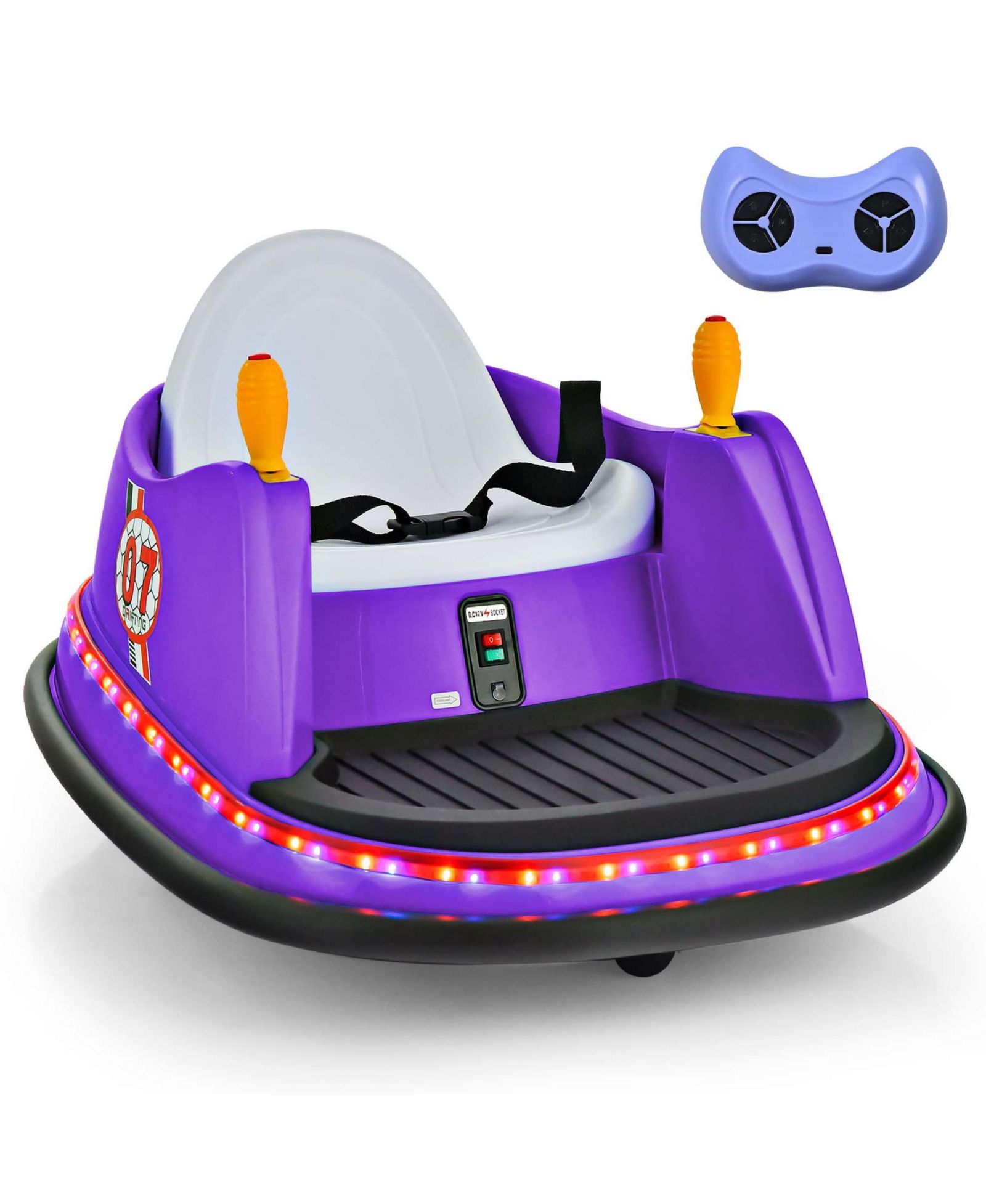 Costway 12V 360° Spin Remote Control Ride-On Bumper Car, 44 lb. Capacity, Ages 2-5